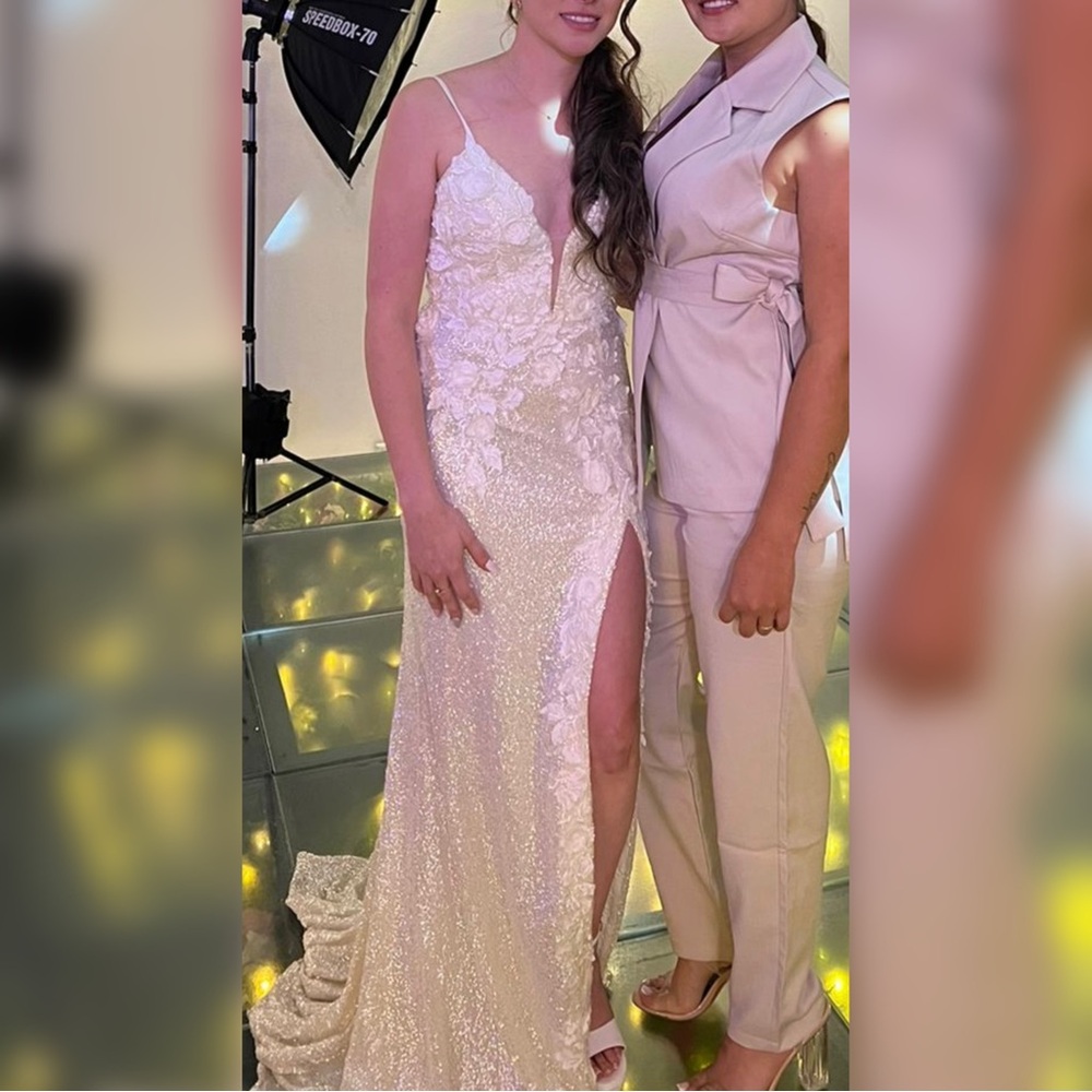 Elegant White Sequin Gown dress